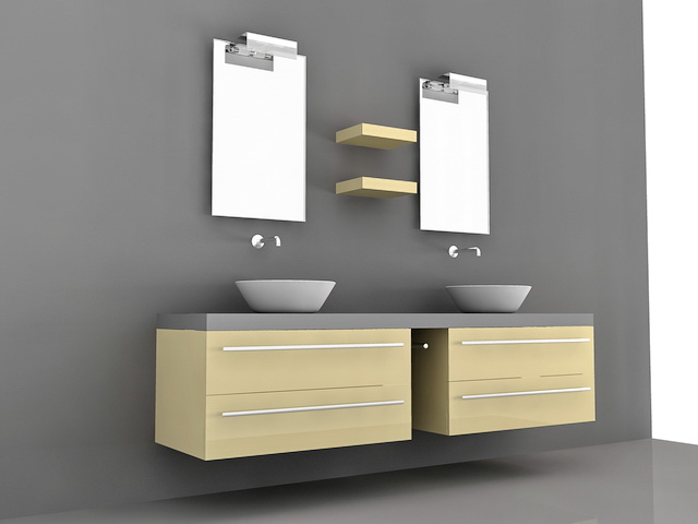 Double Vessel Sink Bathroom Vanities 3d rendering