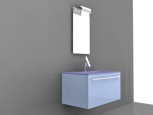 Blue Bathroom Vanity Single Sink 3d rendering