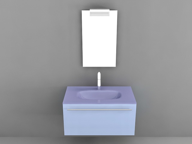 Blue Bathroom Vanity Single Sink 3d rendering