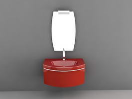 Red Modern Bathroom Vanity 3d model preview