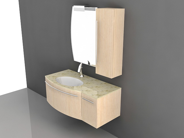 Wall Mount Floating Bathroom Vanity 3d rendering