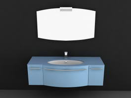 Blue Lacquer Bathroom Vanity 3d model preview