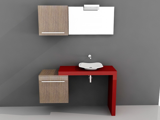 Modern Single Bathroom Vanity 3d rendering