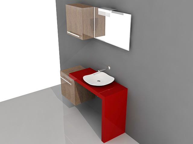 Modern Single Bathroom Vanity 3d rendering
