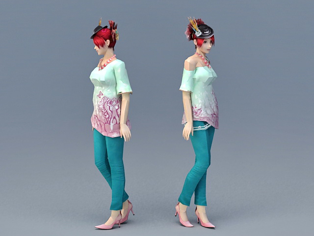 Modern Japanese Girl 3d rendering