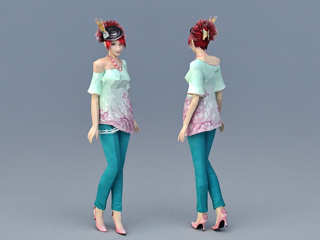 Modern Japanese Girl 3d rendering