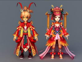 Ancient Chinese Couples 3d model preview