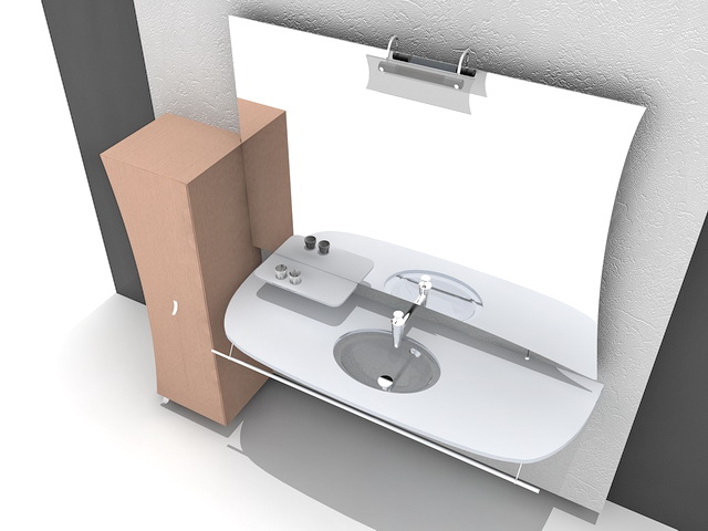 Wall Mount Bathroom Sink Vanity 3d rendering