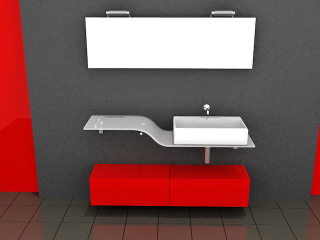 Red and Black Bathroom Decorating Ideas 3d rendering