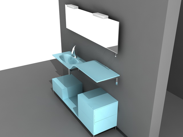 Turquoise Bathroom Vanity 3d rendering