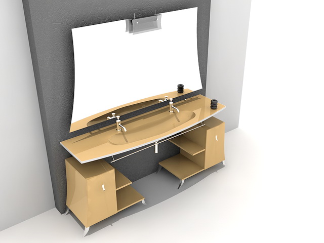 Orange Bathroom Vanity 3d rendering
