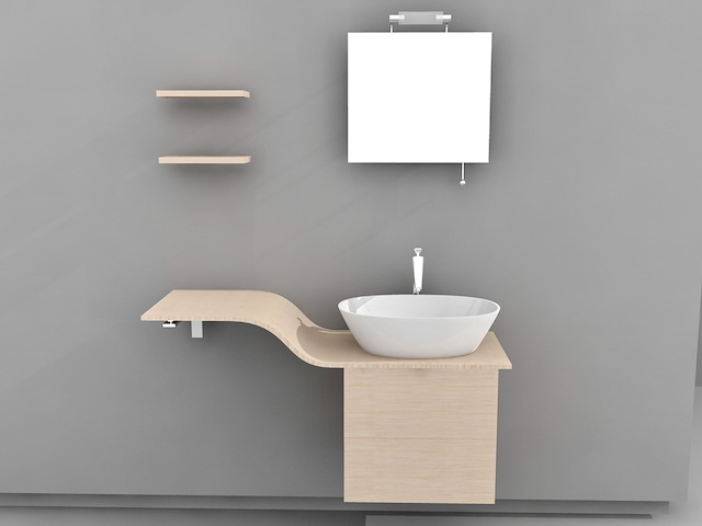 Single Sink Bathroom Vanity Cabinets 3d rendering