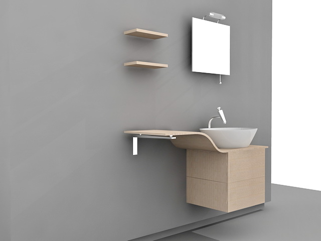 Single Sink Bathroom Vanity Cabinets 3d rendering