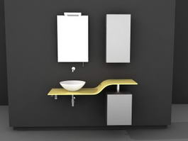 Yellow and Gray Bathroom Vanity 3d model preview