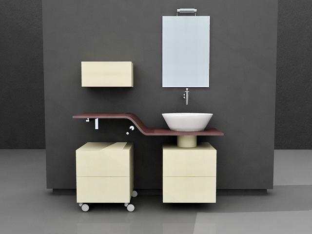 Yellow Bathroom Vanity Single Sink 3d rendering