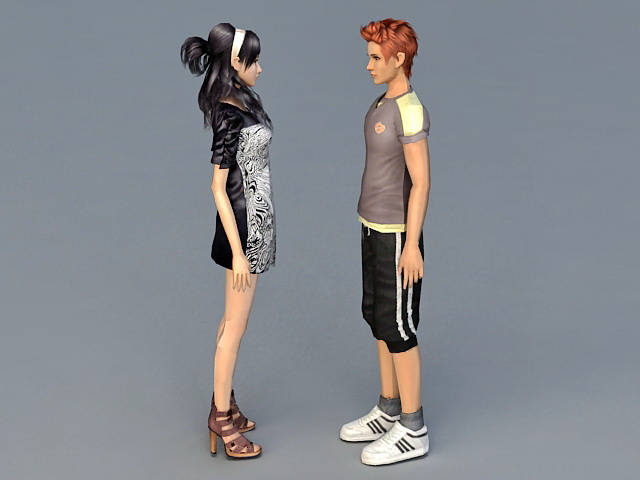Young Asian Couple 3d rendering