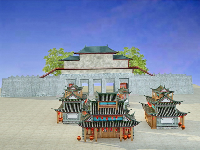 Ancient Chinese City 3d rendering