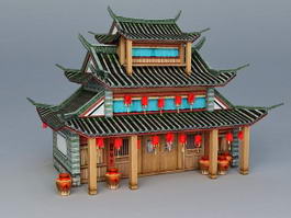 Ancient Chinese Restaurant Building 3d model preview