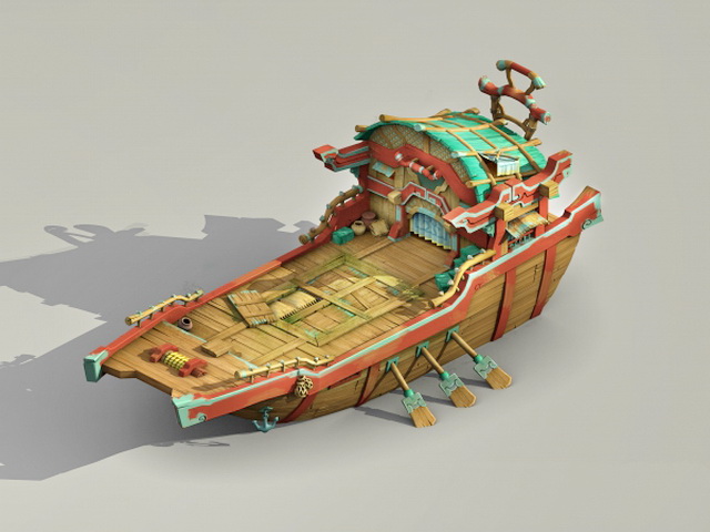 Ancient Polynesian Boat 3d rendering