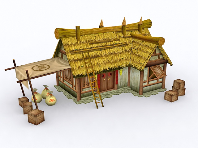 Historical Thatched Cottage 3d rendering