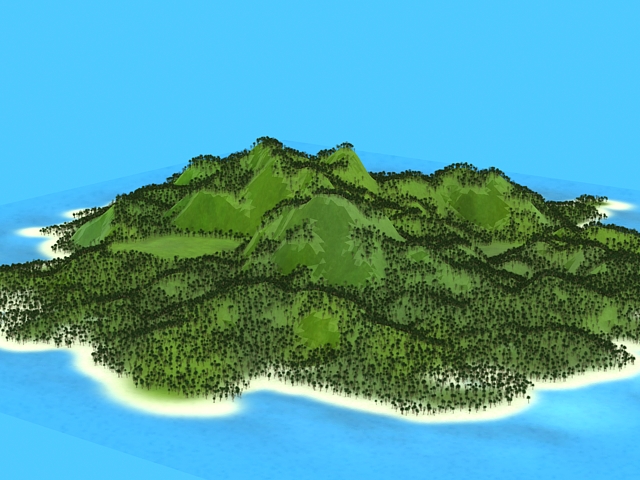 Beautiful Tropical Island 3d rendering