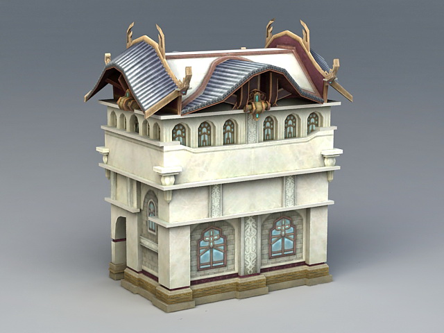 Medieval Town Building 3d rendering