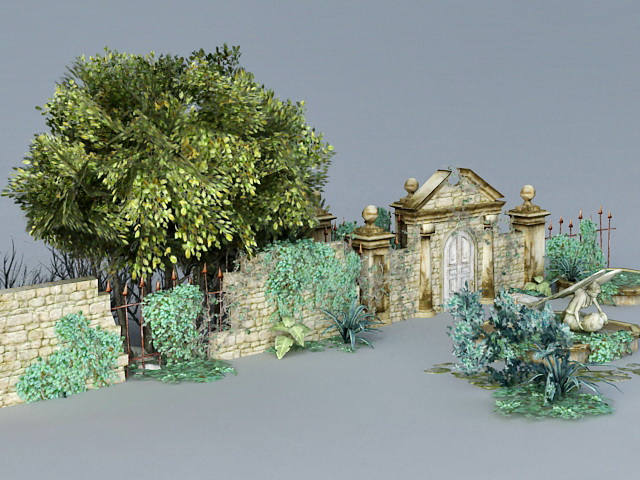Garden Ruins 3d rendering