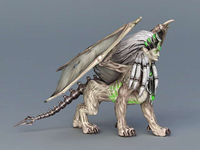 Winged Sphinx Monster 3d rendering