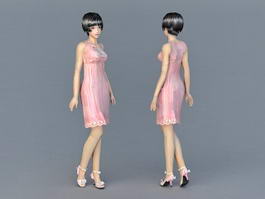 Beautiful Chinese Lady 3d model preview