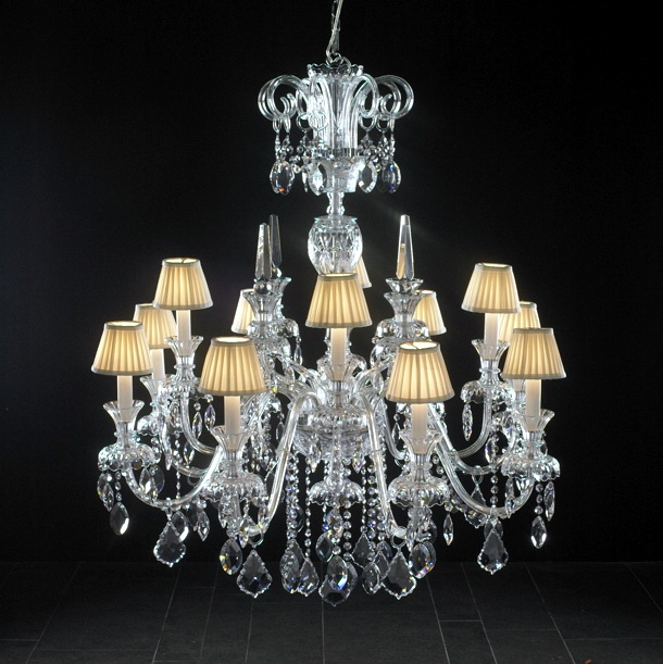 12 Lights Chandeliers with Shades 3d rendering
