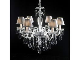 6 Light Crystal Chandelier with Shades 3d model preview