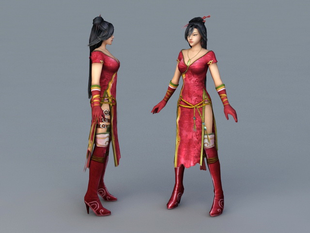 Chinese Anime Girl Character 3d rendering