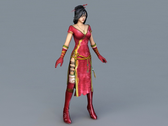 Chinese Anime Girl Character 3d rendering