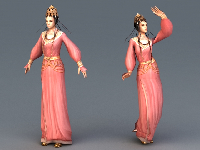 Tang Dynasty Female Dancer Animation 3d rendering