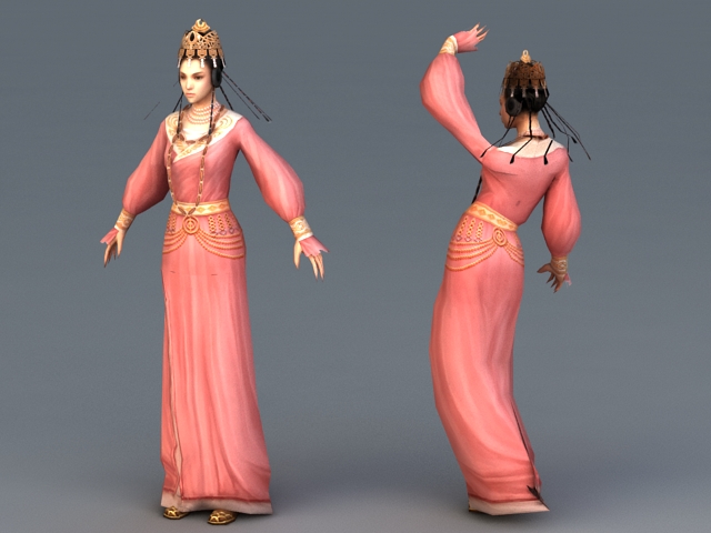 Tang Dynasty Female Dancer Animation 3d rendering