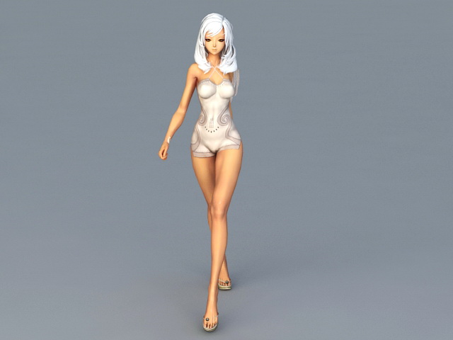 Underwear Model Girl Animated & Rigged 3d rendering