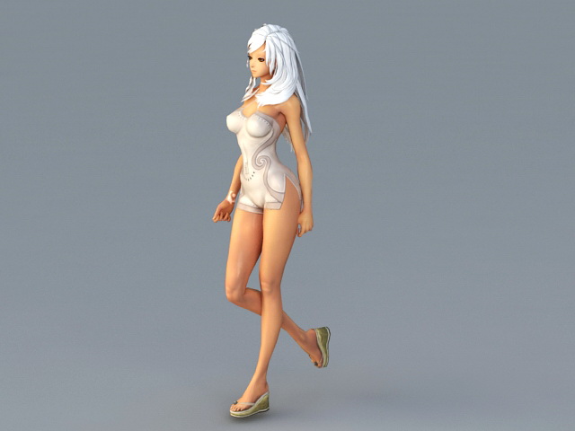 Underwear Model Girl Animated & Rigged 3d rendering