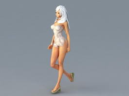 Underwear Model Girl Animated & Rigged 3d model preview