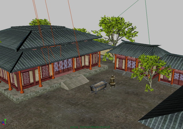 Traditional Chinese Courtyard House 3d rendering