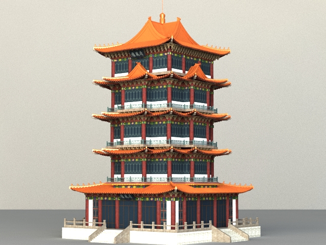 Ancient Chinese Pagoda 3d rendering