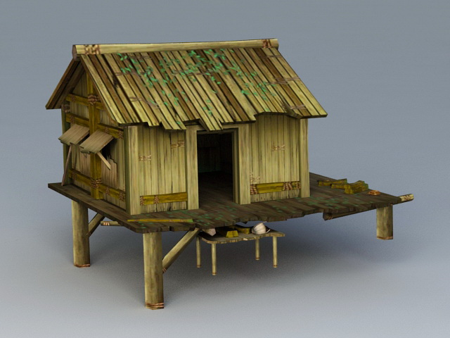 Detached Log Cabin 3d rendering