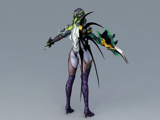 Female Devil Warrior Rigged 3d rendering