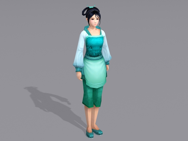 Ancient Chinese Peasants Girl 3d rendering
