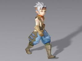 Medieval Anime Boy Walking Rigged 3d model preview