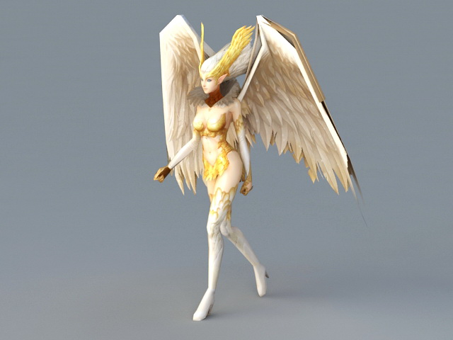 Female Angel Walking Rigged 3d rendering