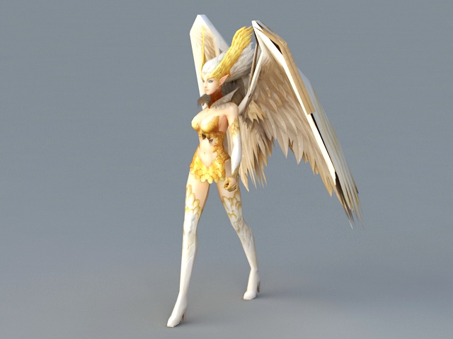 Female Angel Walking Rigged 3d rendering