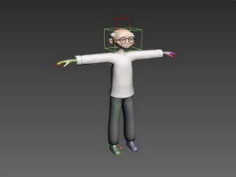 Cartoon Old Man Rigged 3d model preview