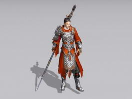 Ancient Chinese Warrior with Spear 3d preview