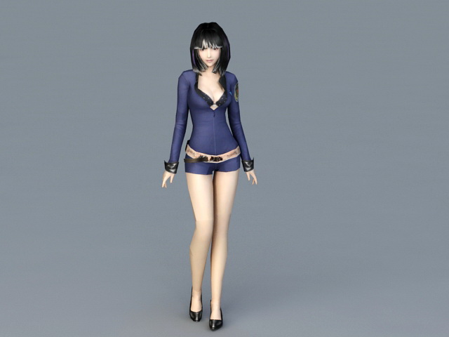 Hottest Police Woman 3d rendering