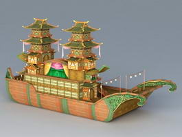 Painted Pleasure Boat 3d model preview